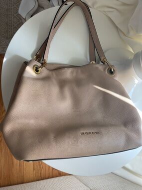 Michael Kors Blush Pink Leather Shoulder Bag with Gold Hardware